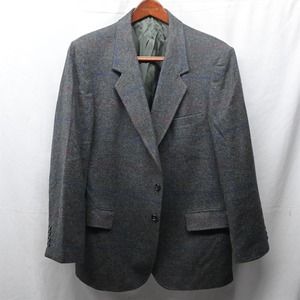 Arnie‎ II 46L Gray Windowpane Flannel Tweed 2 Button Blazer Jacket Sport Coat